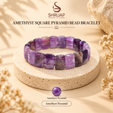 Amethyst Square Pyramid Bead Bracelet
