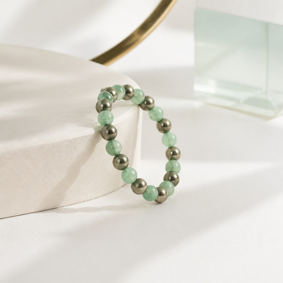 Green Aventurine & Pyrite Combination Bracelet – 8 MM