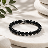 Natural Black Tourmaline Buddha Bracelet – 8 MM