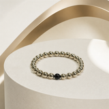 Golden Hematite Bracelet with Black Obsidian Accent – 8 MM