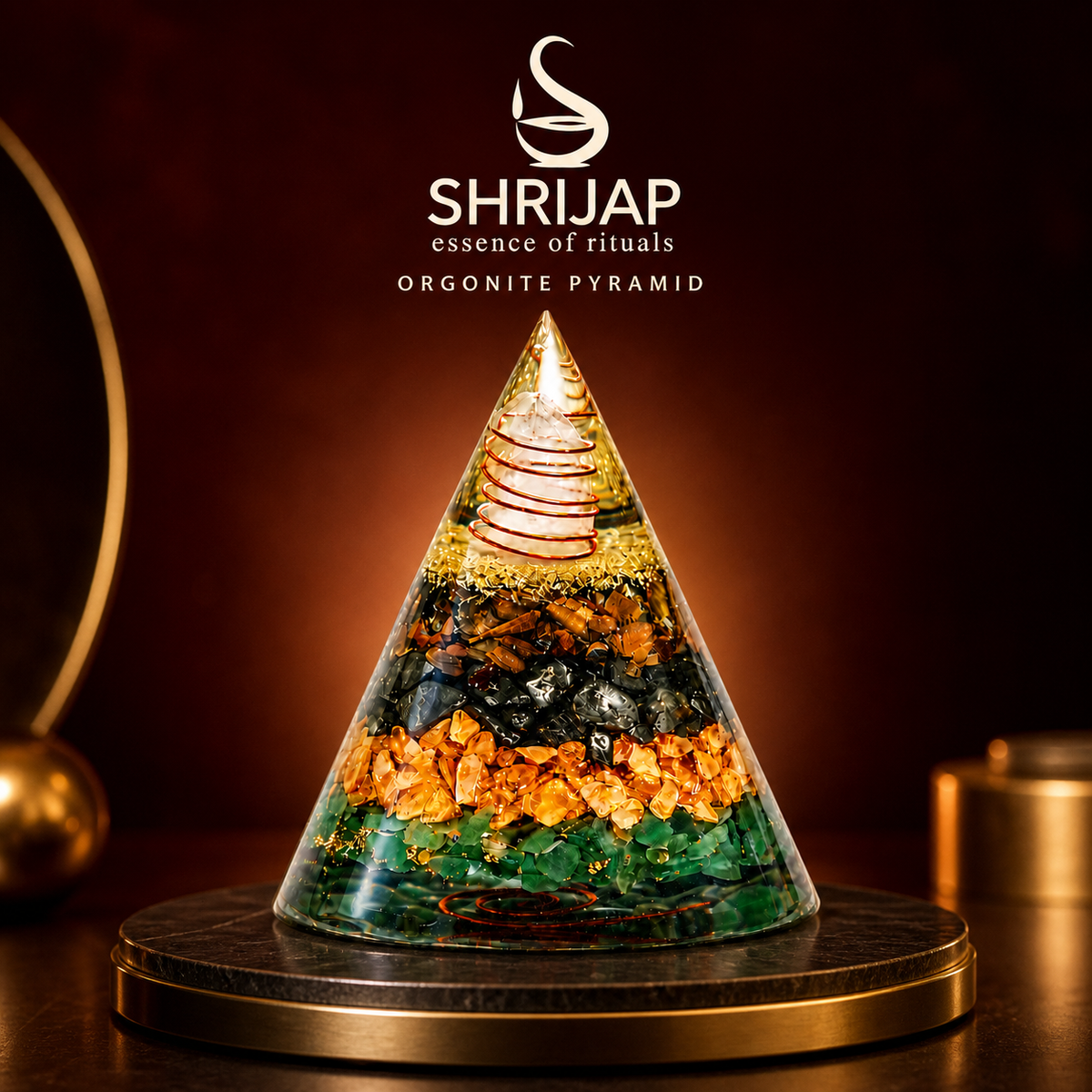 Dhanyog Gold Pyramid Cone with Copper Coil