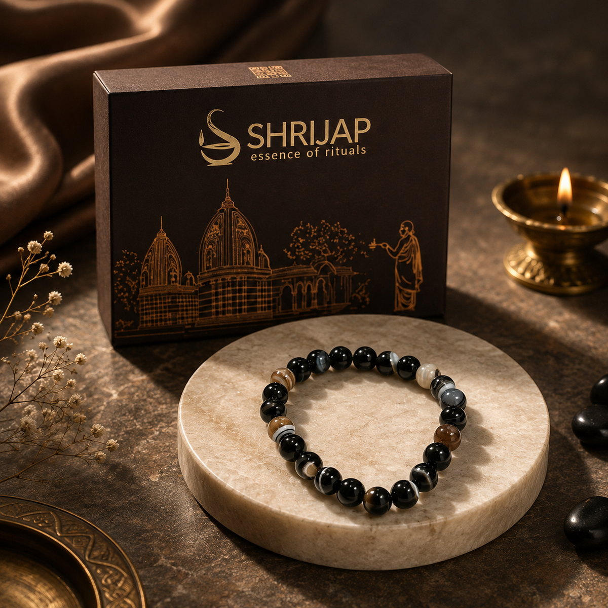 Natural Black Sardonyx Agate Bracelet – Sulemani Hakik – 8 MM