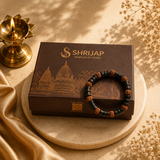 Natural Rudraksha with Black Damru Spacer Beads Bracelet – 8 MM