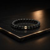 Black Obsidian Bracelet with Golden Hematite Accent – 8 MM