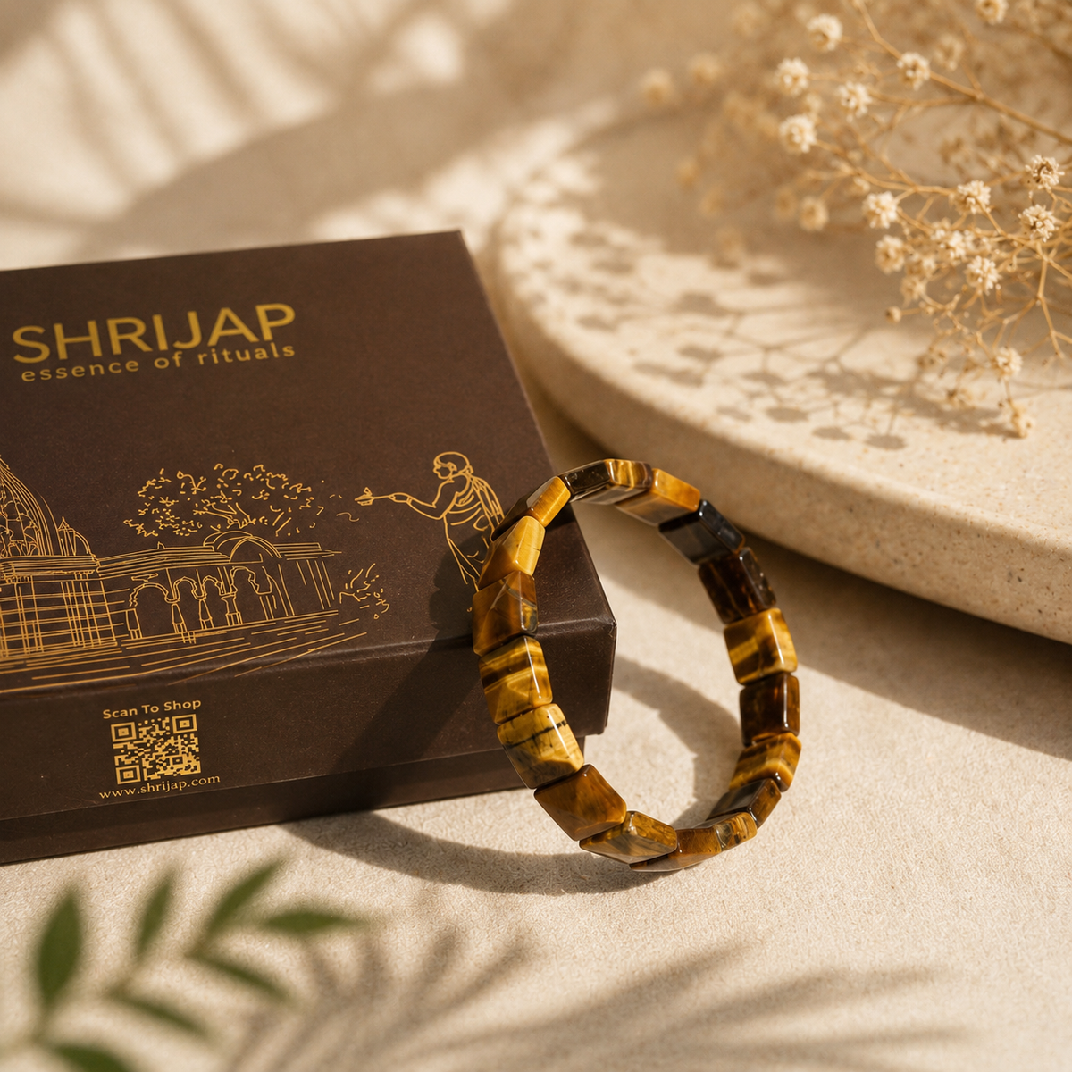 Tiger Eye Pyramid Square Bracelet