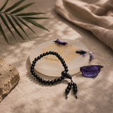 Natural Black Matte Karungali Wood Bracelet with Latkan – 6 MM