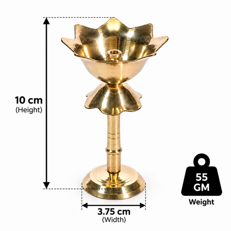 Brass Lotus Stand Diya 4 Inch