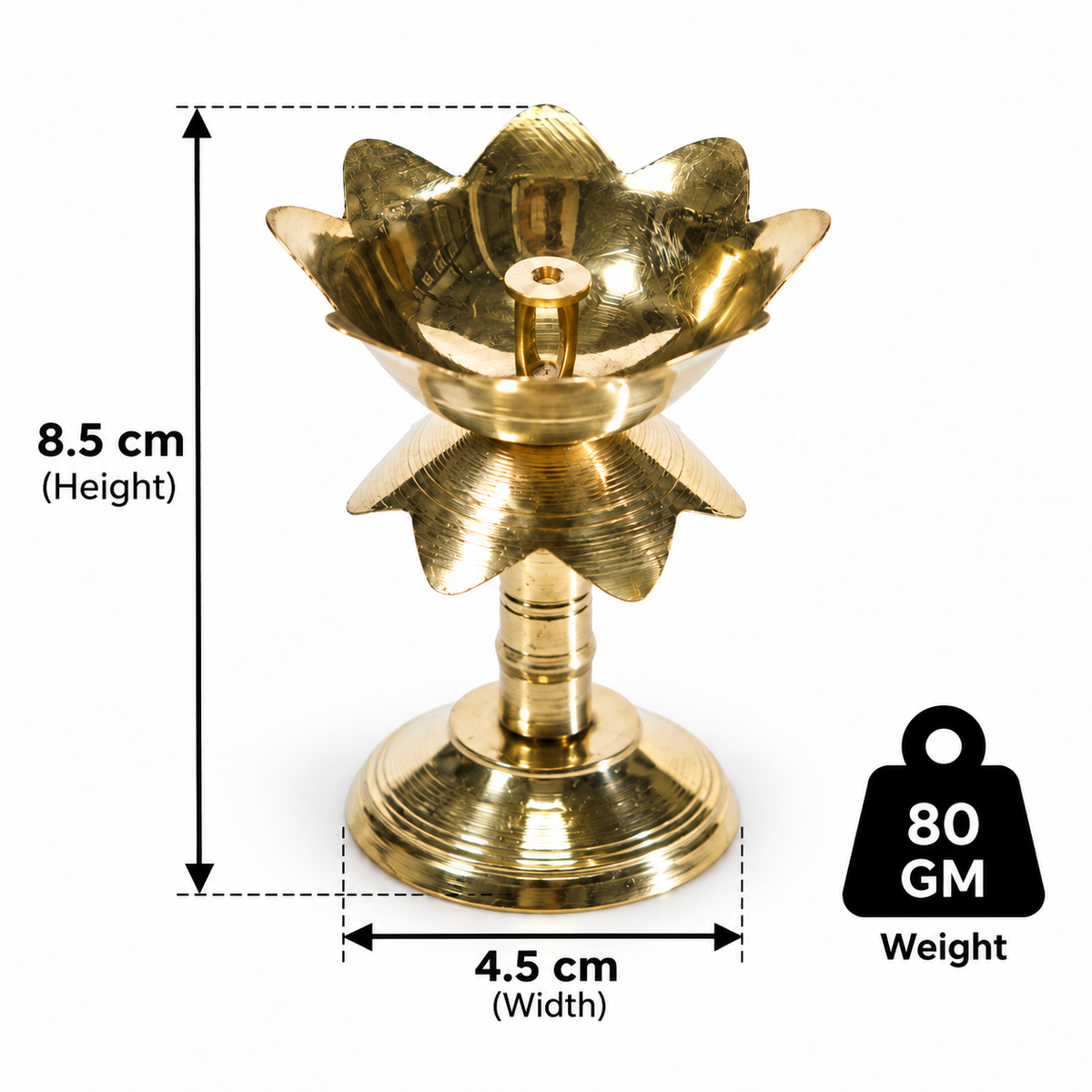 Brass Lotus Stand Diya 3.5 Inch