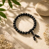 Natural Black Matte Karungali Wood Bracelet with Latkan – 8 MM