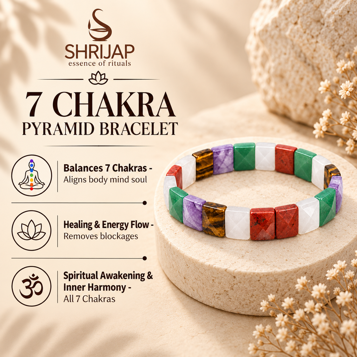 7 Chakra Pyramid Bracelet