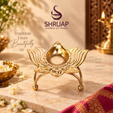 Tripod Lotus Brass Diya