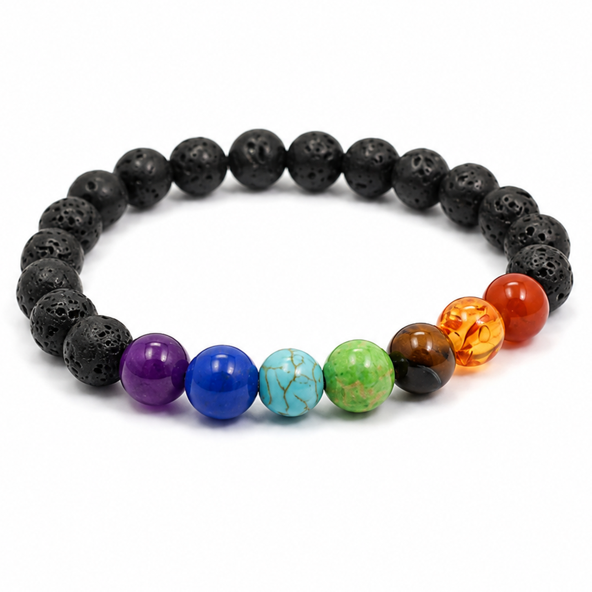 Natural 7 Chakra Lava Stone Bracelet – 8 MM