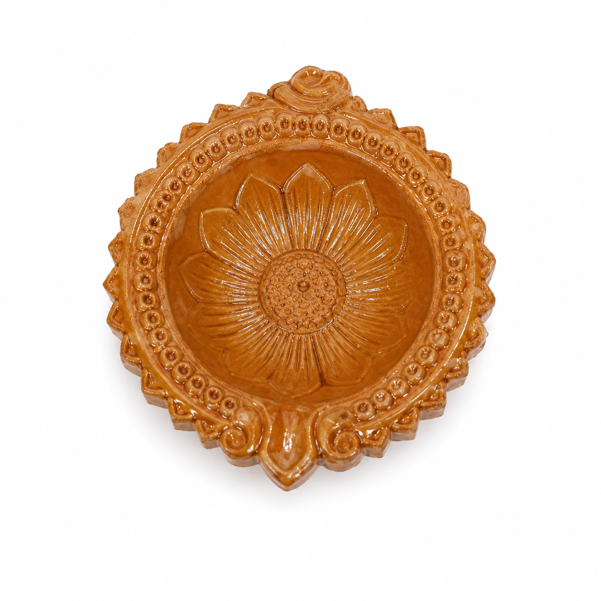 Round Traditional Terracotta Diya – Classic