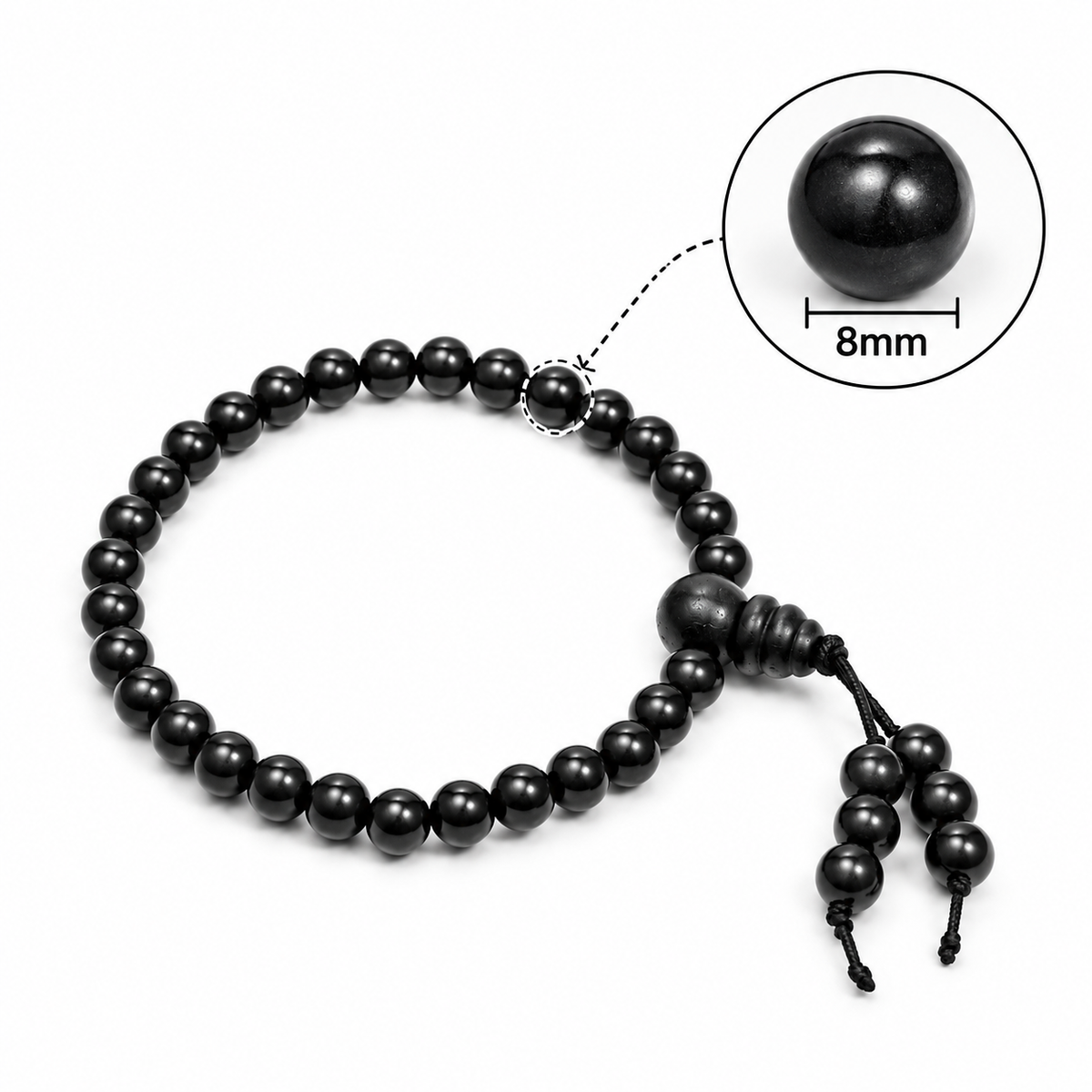Natural Black Matte Karungali Wood Bracelet with Latkan – 6 MM
