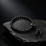 Natural Black Matte Karungali Wood Bracelet with Latkan – 6 MM