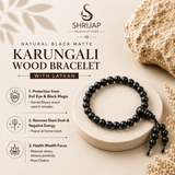 Natural Black Matte Karungali Wood Bracelet with Latkan – 6 MM