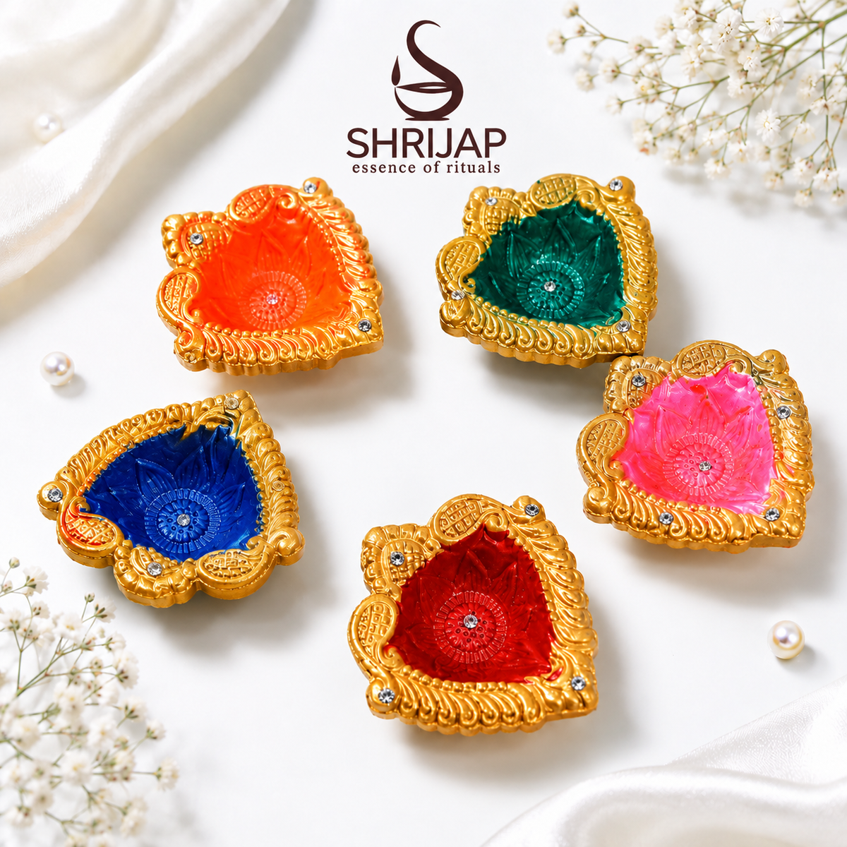 Handpainted Heart Shape Terracotta Diya – Royal