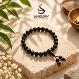 Natural Black Matte Karungali Wood Bracelet with Latkan – 8 MM
