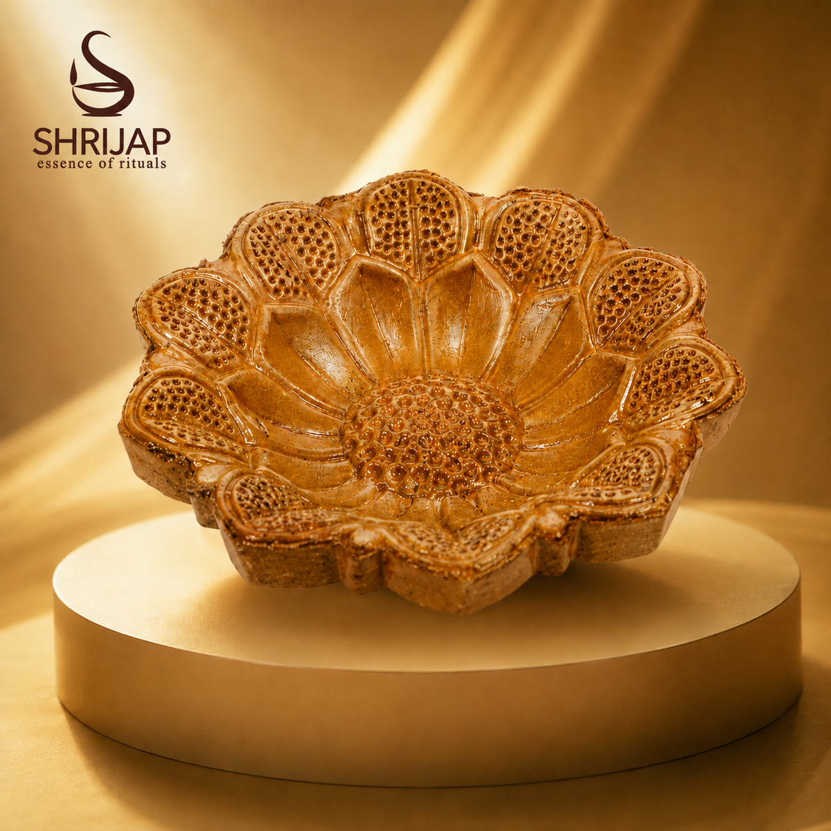 Sunflower Carved Terracotta Diya – Classic