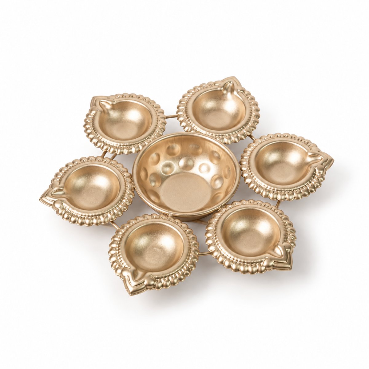 6 Diya Flower Urli With Center Bowl
