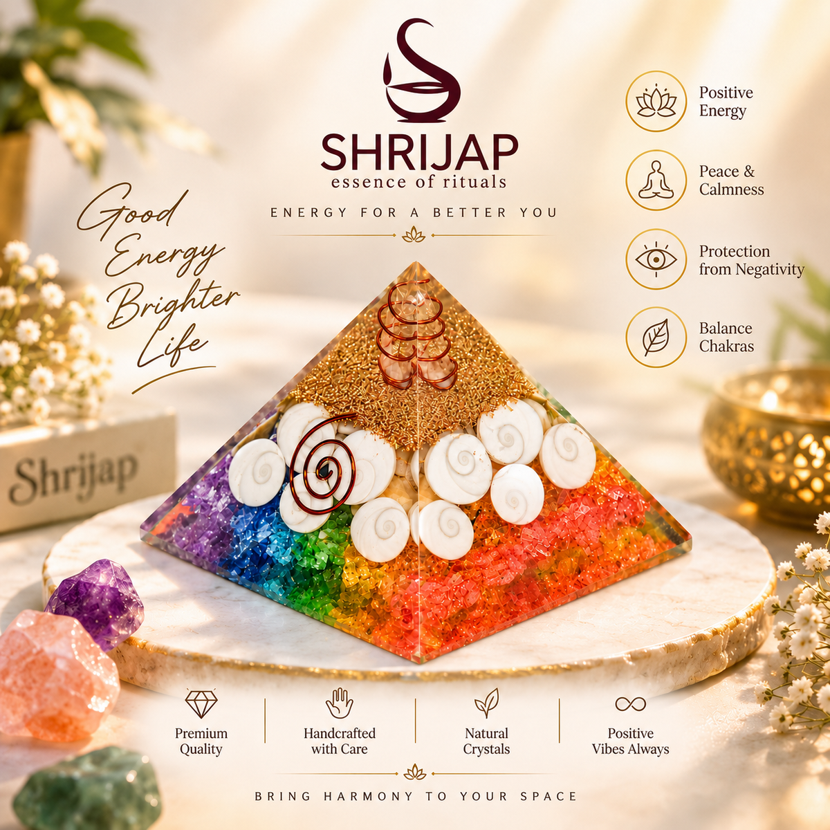 Gomti Chakra Pyramid with Copper Wire