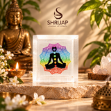 Selenite Square Box – Chakra Mandala Meditator (Big)